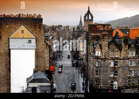 Royal Mile, Altstadt, Blick vom Camera Obscura Observatory, Edinburgh, Schottland, Großbritannien Stockfoto