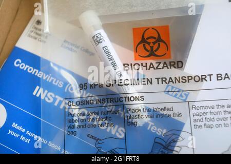 PCR-Heimtest, Großbritannien Stockfoto