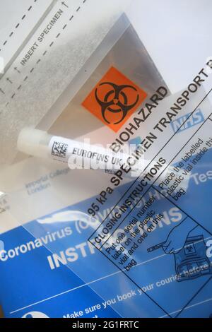 PCR-Heimtest, Großbritannien Stockfoto