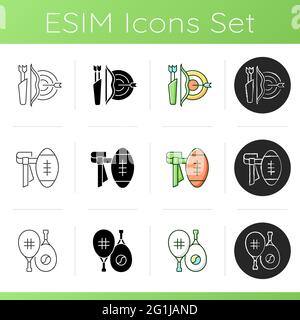 Sommer Camp Aktivitäten Symbole gesetzt Stock Vektor