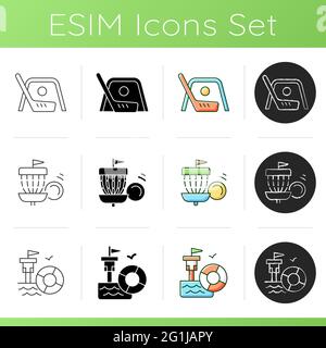 Sommer Camp Aktivitäten Symbole gesetzt Stock Vektor