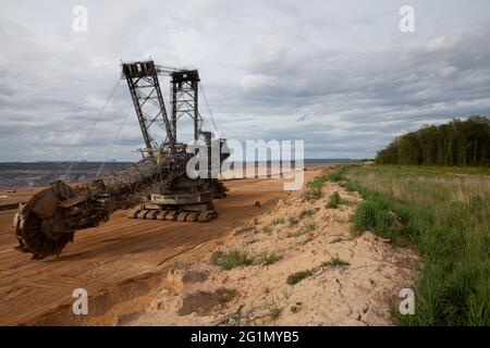Braunkohlenbagger im Tagebau Hambach bei Hambache-Wald Mai 2021 Stockfoto
