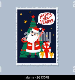 Personalisierte Weihnachtskarte – Rock’n’Roll Weihnachtsmann Mit Gitarre – Mit Individuellem Namen, A6 Format – Witzig Für Männer, Papa, Opa