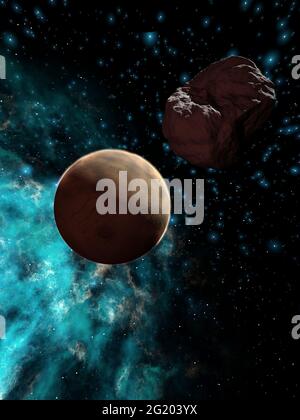Künstlerische 3D-Darstellung einer kosmischen Szene Stockfoto
