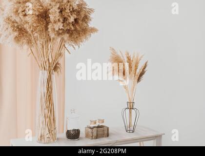 Trockene Blumen im Innenraum Foto mit Kopierfläche Stockfoto