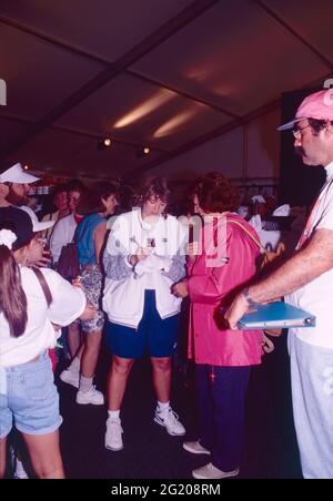 Die amerikanische Tennisspielerin Andrea Jaeger, Lipton 1995 Stockfoto