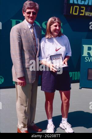 Die amerikanische Tennisspielerin Andrea Jaeger, Lipton Chaps 1996 Stockfoto