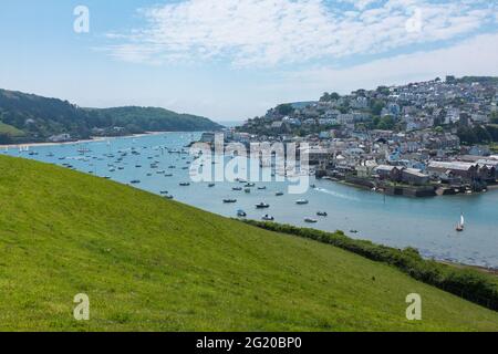 Blick auf die Stadt Salcombe von South Hams und die Mündung vom Snapes Point, Devon Stockfoto