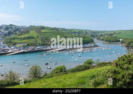 Blick auf die Stadt Salcombe von South Hams und die Mündung vom Snapes Point, Devon Stockfoto