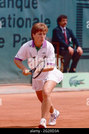 Die italienische Tennisspielerin Sandra Cecchini, Roland Garros, Frankreich 1990 Stockfoto