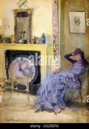 Whistler. Gemälde mit dem Titel „The Yellow Room“ von James Abbott McNeill Whistler (1834-1903), Aquarell und Gouache auf Karton, c.. 1883-84 Stockfoto