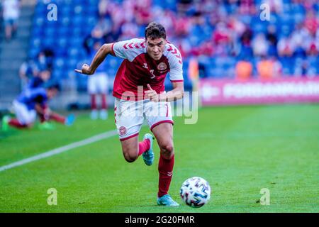 Brondby, Dänemark. Juni 2021. Robert Skov (7) aus Dänemark, gesehen während der Fußballfreundschaften zwischen Dänemark und Bosnien-Herzegowina im Brøndby Stadion. (Foto: Gonzales Photo/Alamy Live News Stockfoto