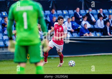 Brondby, Dänemark. Juni 2021. Andreas Christensen (6) aus Dänemark während des Fußballfreundschaftstitelauf zwischen Dänemark und Bosnien-Herzegowina im Brøndby Stadion. (Foto: Gonzales Photo/Alamy Live News Stockfoto