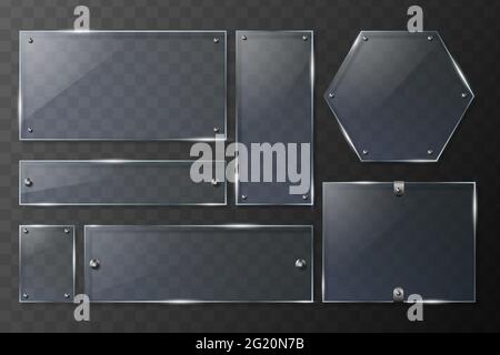 Glasrahmen Transparentes isoliertes Banner. Geometrische Spiegel in realistischem Stil mit glänzendem Rohling Stock Vektor