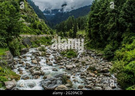 Beas Fluss fließt in Manali Stockfoto