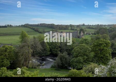 Die Ruinen der Egglestone Abbey in der Nähe von Castle Barnard in der Grafschaft Durham, Großbritannien Stockfoto