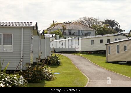 Wohnwagenurlaub in Großbritannien, Ayr Holiday Park, St. Ives, Cornwall, Großbritannien, Mai 2021 Stockfoto