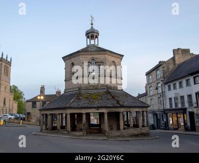 Das historische Marktkreuz in der Stadt Castle Barnard, County Durham, Großbritannien Stockfoto