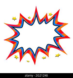 Pop Art Sprechblasenvorlage für Ihr Design. Comic-Stil Pop-Art leere Knall Form auf weißem Hintergrund. Vektorgrafik. Ideal für Webbanner Stock Vektor