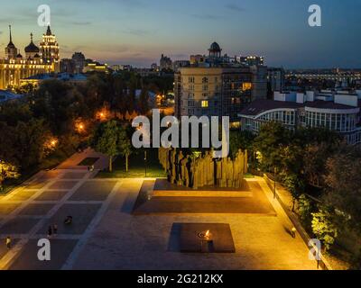 Siegesplatz in Woronesch, Russland, Luftaufnahme. Stockfoto
