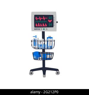 EKG-Gerät. Herzmonitor mit Herzschlag - Medizinische Geräte. Vektorgrafik im flachen Stil auf weißem Hintergrund Stock Vektor