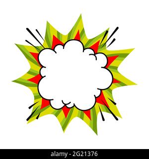 Comic Boom Ballon. Leere grüne und rote Bang Sprechblase im Pop Art Stil. Vektorgrafik Stock Vektor
