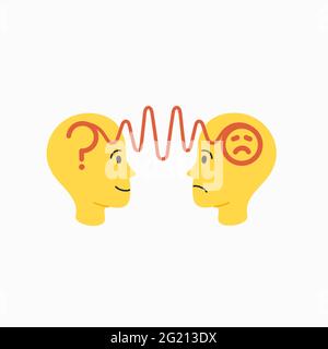 Einfühlungsvermögen. Empathie-Konzept - Silhouetten von zwei menschlichen Köpfen mit einem abstrakten Bild von Emotionen im Inneren. Vektor-Illustration in flachen Cartoon-Stil auf whit Stock Vektor