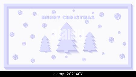 Frohe weihnachten Karte isoliert Vektor-Illustration. Weihnachtsbaum und Schneeflocken Stock Vektor