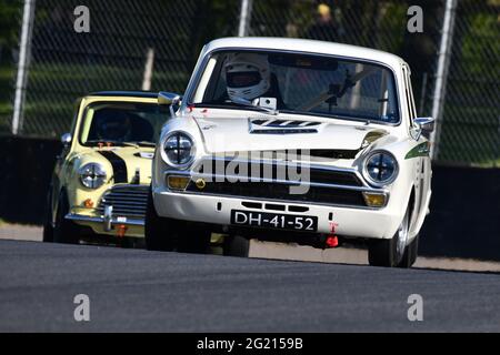 Mel Streek, Ollie Streek, Ford Lotus Cortina, Masters Touring Cars vor 66, Limousine Cars, GT Cars, Touring Cars, Masters Historic Festival, Brands Hatch Stockfoto