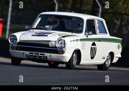 Mel Streek, Ollie Streek, Ford Lotus Cortina, Masters Touring Cars vor 66, Limousine Cars, GT Cars, Touring Cars, Masters Historic Festival, Brands Hatch Stockfoto