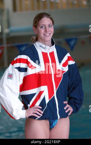 Weltmeister katie Sexton aus portsmouth, 200 Meter Rückenschwimmen, Bild mike Walker, 2003 Stockfoto