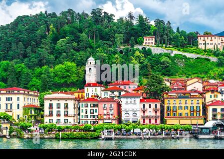 Bellagio, Comer See - Urlaub in Italien Blick auf den schönsten See Italiens, Lago di Como, Lombardei. Stockfoto