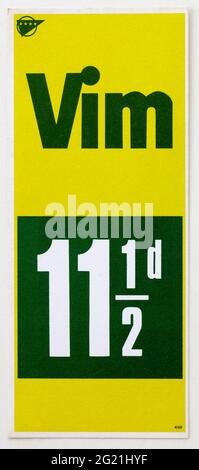 1970er Shop Werbung Preis Display Label - Vim Reinigung Produkt Stockfoto