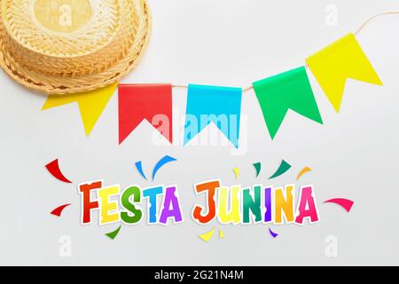 Schöne Grußkarte für Festa Junina (Junifest) Stockfoto