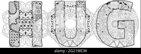 Handgemaltes Kunstdesign. Illustration UMARMUNG mit Mandalas für T-Shirt-Design, Tattoo und andere Dekorationen. Handgemaltes Kunstdesign. Stock Vektor