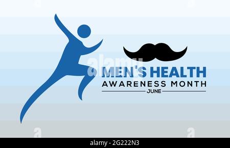 Men's Health Awareness Month im Juni. Banner, Grußkarte, Hintergrundvorlage in der Kampagne zur Sensibilisierung für medizinische Gesundheit. Stock Vektor