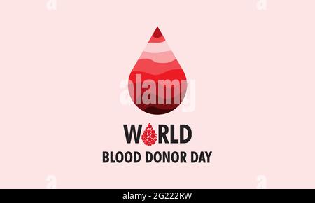 Weltblutspendetag Medizinische Prävention und Sensibilisierung Vektor-Hintergrund, Banner, Poster, Karte, die jedes Jahr am Juni beobachtet wird. Stock Vektor