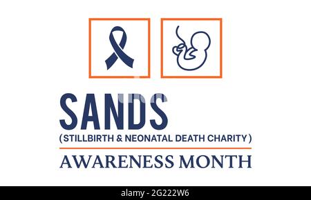 SANDS (Totgeburt und Neonataltod-Wohltätigkeitsorganisation) Awareness Month Konzept, das jeden Juni beobachtet wird. Hintergrund, Banner, Poster, Kartenvorlage Awareness Camp Stock Vektor