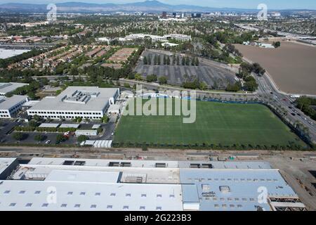 Eine Luftaufnahme des Hoag Performance Center, Sonntag, 5. Juni 2021, in Costa Mesa, Calif. Der Standort ist die Los Angeles Chargers Trainingseinrichtung und Stockfoto