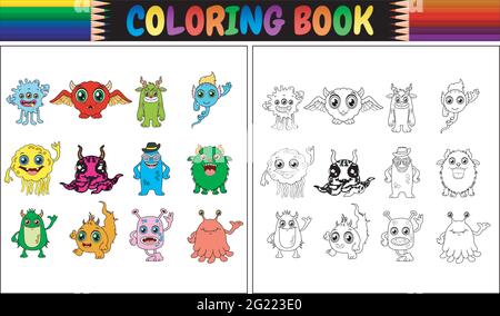 Malbuch mit Monstern Cartoon-Sammlung Stock Vektor