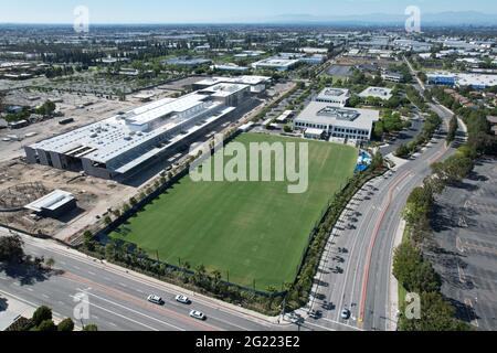 Eine Luftaufnahme des Hoag Performance Center, Sonntag, 5. Juni 2021, in Costa Mesa, Calif. Der Standort ist die Los Angeles Chargers Trainingseinrichtung und Stockfoto