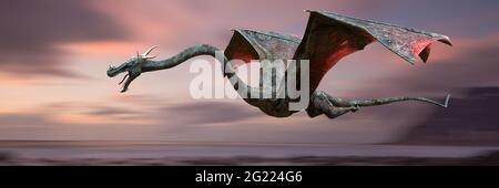 Drachen, schnelles Fliegen magische Kreatur Stockfoto