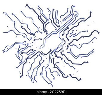 Silhouette Computer-Motherboard für das Design der IT-Website des Unternehmens. Leiterplatte. Elektronische Computerhardwaretechnologie auf Weiß isoliert Stock Vektor