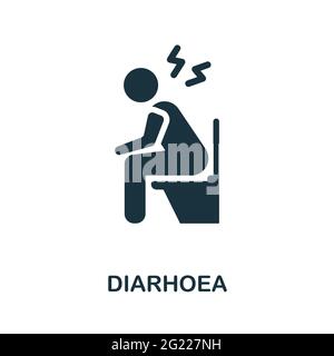 Symbol für Durchfall. Monochromes einfaches Element aus der Sammlung von Coronavirus-Symptomen. Kreatives Diarrhoe-Symbol für Webdesign, Vorlagen, Infografiken und mehr Stock Vektor