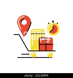 Lieferung. Vektorsymbol in fetter Linienführung Stock Vektor