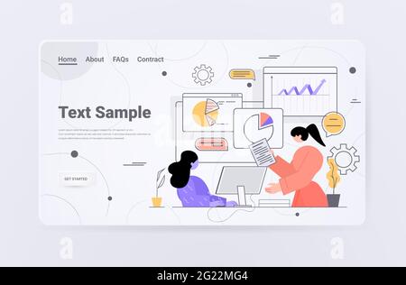 Geschäftsleute, die Diagramme und Grafiken analysieren, verarbeiten die Datenanalyse für die digitale Marketingplanung Stock Vektor