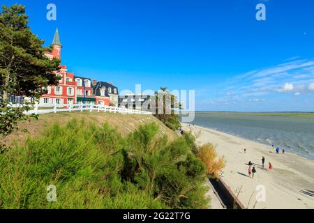 Le Crotoy, im regionalen Naturpark der Somme-Bucht (Nordfrankreich). Der Strand Stockfoto