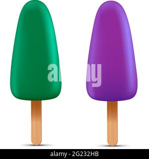 Set von hellen realistischen hausgemachten gefrorenen Eis Eis Eis, Vektor realistisch saftig Eis Symbol Stock Vektor