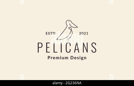 Kontinuierliche Linien Vogel Pelikan Logo Vektor Symbol Illustration Design Stock Vektor