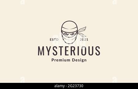 Linien Hipster Kopf Ninja Logo Symbol Vektor Symbol Illustration Grafik Design Stock Vektor